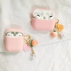 Cute Pendant Airpods Pro Case -Kawaii Fashion Shop fundas For AirPods Pro 3 Case AirPods 2 Cute Peach Love heart Pendant keyring headphone case 4