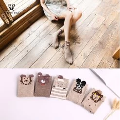 Five Kawaii Animals Socks -Kawaii Fashion Shop new Fashion Cartoon Cotton Socks Women Korean Kawaii Dog Print Women Cute Socks Casual Meias Funny 2