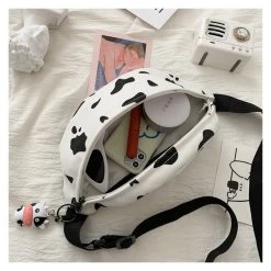 Kawaii Cow Fanny Bag -Kawaii Fashion Shop woman chest bag Korea INS cow canvas small messenger bag Japanese Harajuku style wild girl cute 4