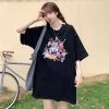 Funny Letter Printing Loose T-shirt -Kawaii Fashion Shop women s summer new letter funny printing loose mid length casual short sleeved T shirt wild